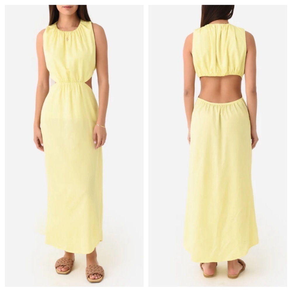 Stark x rosemary lemon yellow cutout maxi dress 33063